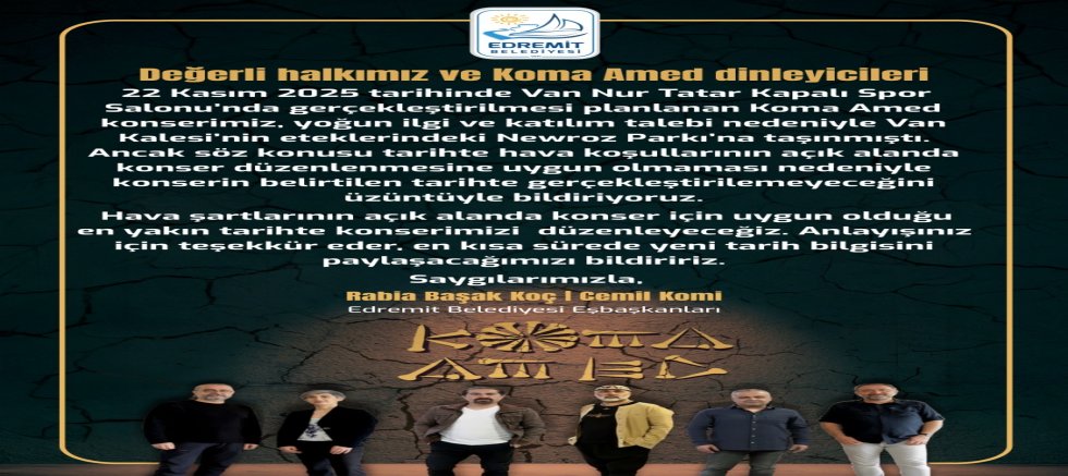 Koma Amed’in Van konseri iptal edildi !