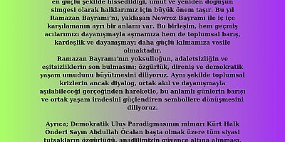Van Büyükşehir Belediye Eşbaşkanları’ından Ramazan Bayramı ve Newroz Mesaji