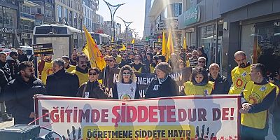 Van’da eğitimciler okullardaki şiddet olaylarına karşı yürüdü !